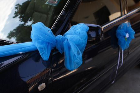 Wedding car on a beautiful blue tie.の写真素材