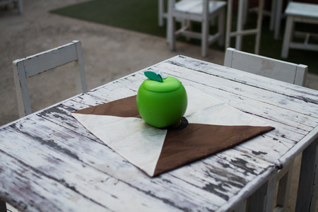 Apple Tissue Box on the table.の写真素材
