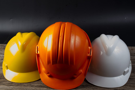 Three colored helmet for engineers not dangerous.の写真素材