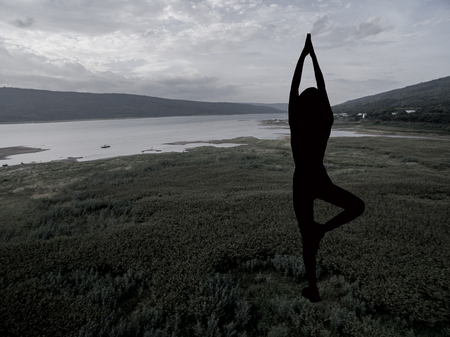 Sky View Dam Lamtakong images from drones.の写真素材