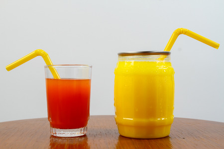 ice Fruit juice milk with banana milk and white scene.の写真素材