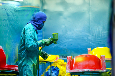 Thailand Factory chair and rowing fiber glass.の写真素材