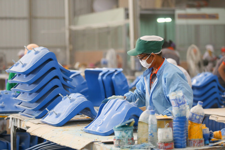 Thailand Factory chair and rowing fiber glass.のeditorial素材