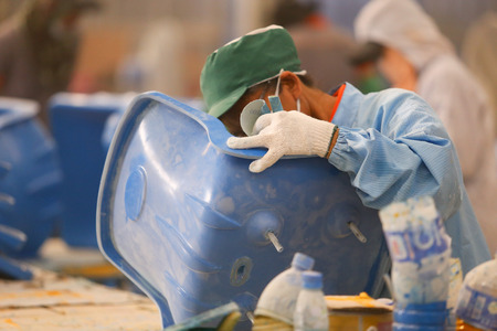 Thailand Factory chair and rowing fiberglass.のeditorial素材