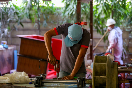Thailand Factory chair and rowing fiberglass.のeditorial素材