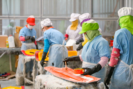 Thailand Factory chair and rowing fiber glass.のeditorial素材