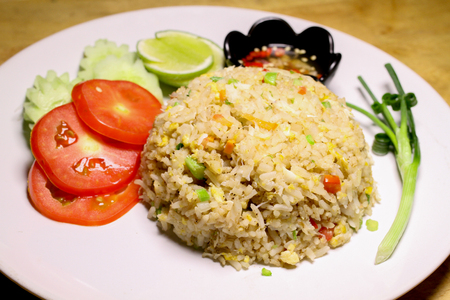 Add pork fried rice crab eggs.の写真素材