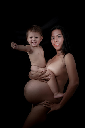 Thai Pregnant women in black scenesの写真素材