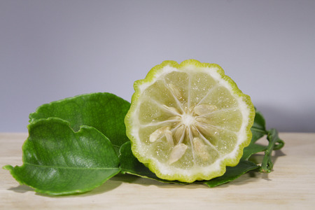 Thai Bergamot is vegetable used for cooking To have a delicious taste And there are many useful herbs Such as used in the care of the hair and scalp, with white backgroundの写真素材