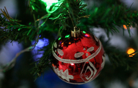 Christmas Tree Decoration in my home in thailand.の写真素材