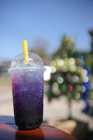 Blueberry soda on tableの写真素材