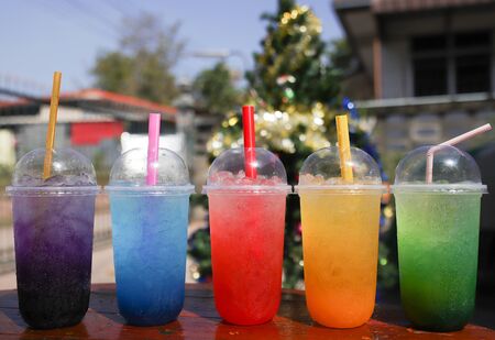 ice juice soda on tableの写真素材