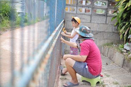 A child wearing a helmetの写真素材