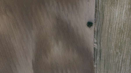 Aerial view of a plowed field
