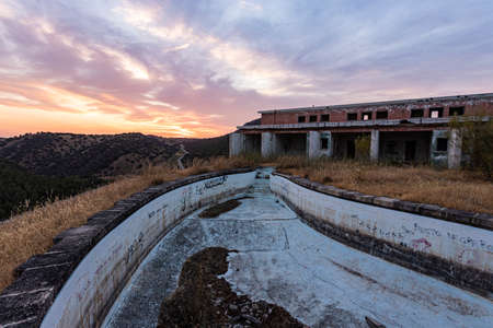 old abandoned and decline hotel and restaurantの写真素材