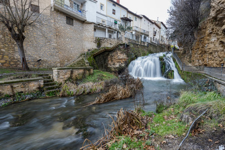 Waterfall in Cifuentes River in the city of Trillo, Spain
