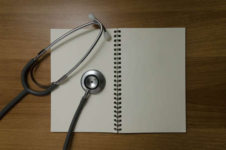 open book with stethoscopeの写真素材