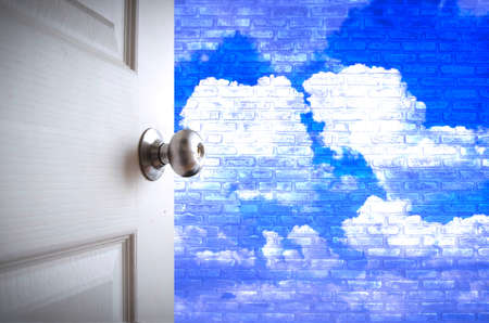 open to the brick skyの写真素材