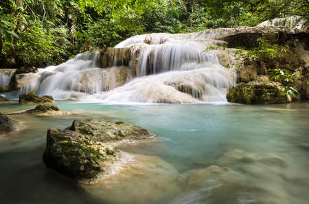 Erawan waterfall National Park Kanjanaburi Thailandの写真素材