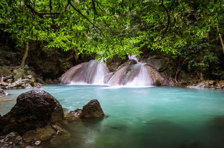 Erawan waterfall National Park Kanjanaburi Thailandの写真素材