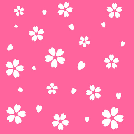 seamless pink cherry blossom (Sakura) background, vector and illustrationのイラスト素材