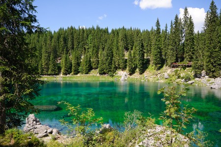 Lake Carezza - Dolomites, Italyの写真素材