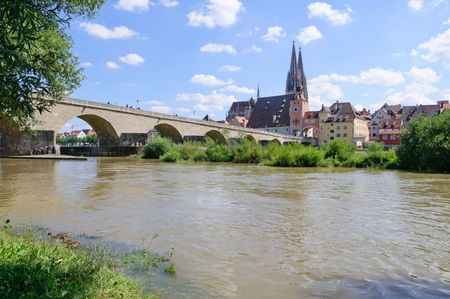 Old Town and the Danube - Regensburg, Germanyの写真素材