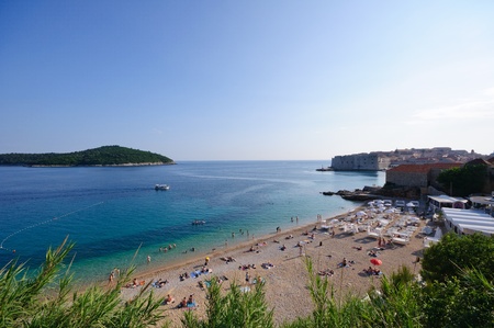 Banje Beach and Old Town - Dubrovnik, Croatiaの写真素材