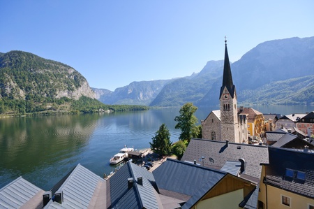 Hallstatt, Salzkammergut, Austriaの写真素材