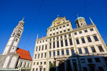 City Hall and Perlachturm in Augsburg, Germanyのeditorial素材