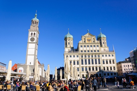 City Hall and Perlachturm in Augsburg, Germanyのeditorial素材