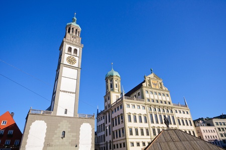 City Hall and Perlachturm in Augsburg, Germanyのeditorial素材
