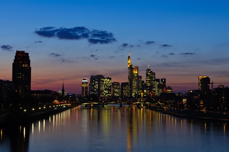Frankfurt am Main, Germany in the twilight のeditorial素材