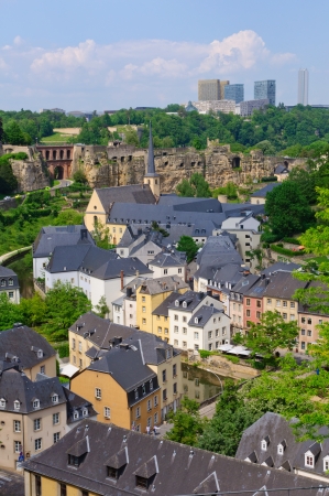 Old town and Skyscraper of Kirchberg district in the City of Luxembourgのeditorial素材