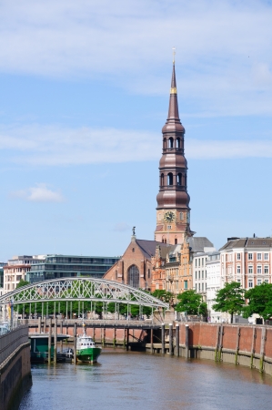 Warehouse district and the Port of Hamburgの写真素材