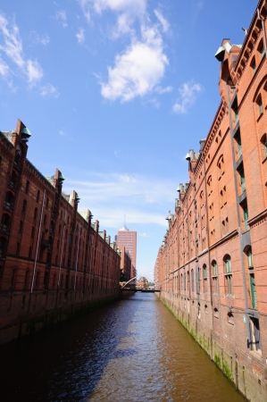 Warehouse district and the Port of Hamburgの写真素材