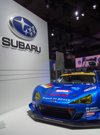 TOKYO, JAPAN - November 23, 2013  Booth at Subaru The Tokyo Motor Show is a biennial auto show at the Tokyo Big Sight in Odaiba, Tokyo for cars, motorcycles and commercial vehicles  The Show is the biggest auto show in Asia, and a one of the motorshows bのeditorial素材