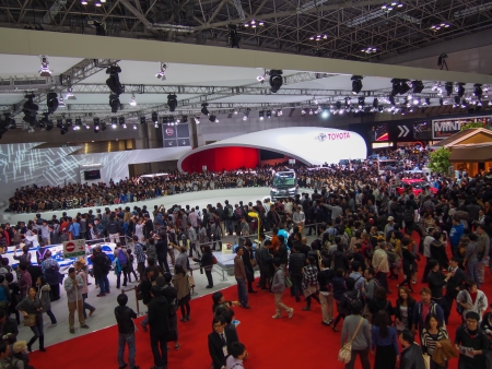 TOKYO, JAPAN - November 23, 2013  Booth at Toyota Motor The Tokyo Motor Show is a biennial auto show at the Tokyo Big Sight in Odaiba, Tokyo for cars, motorcycles and commercial vehicles  The Show is the biggest auto show in Asia, and a one of the motorshのeditorial素材