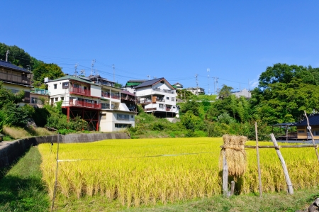 Landscape of Achi village in Southern Nagano, Japanの写真素材