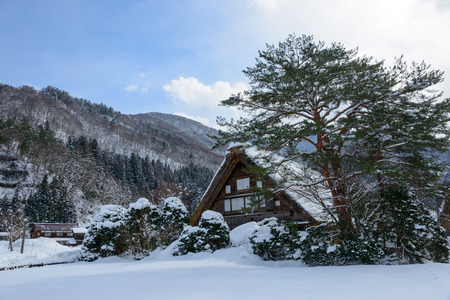 Historic Village of Shirakawa-go in winterの写真素材