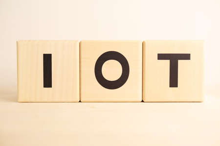 IOT wooden alphabet blockの写真素材