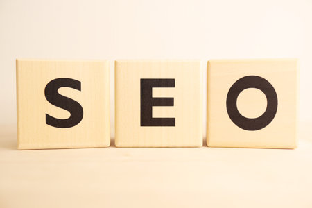 SEO wooden alphabet blockの写真素材