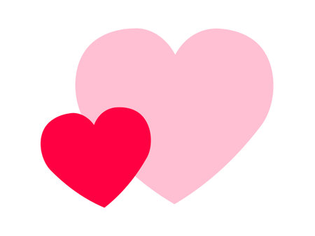 Two pink hearts isolated on white background. Vector illustration. Eps 10.のイラスト素材