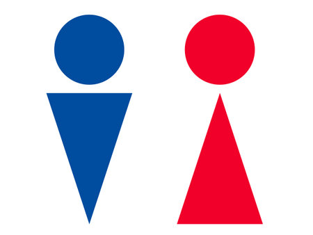 Male and female toilet icon. Flat vector symbol. Pictogram is isolated on a white background. Designed for web and software interfaces.のイラスト素材