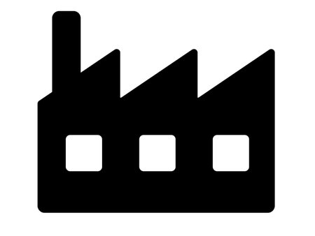 Factory icon vector. Black illustration isolated on white background for graphic and web design.のイラスト素材