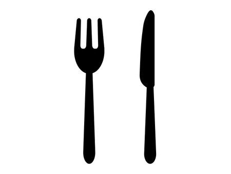 Fork and knife icon. Cutlery symbol. Vector illustration.のイラスト素材
