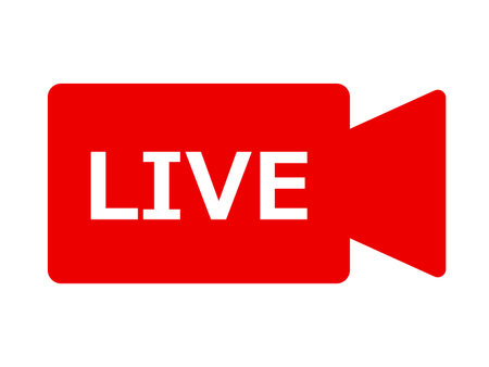 Live video camera sign. Red flat style icon. Vector illustration.のイラスト素材