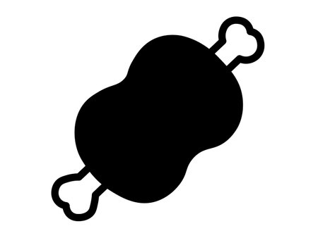 This is an illustration of a bone-in meat icon (silhouette).Chicken leg icon. Flat illustration of chicken leg icon for web designのイラスト素材