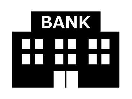 Bank building icon. Black and white vector illustration of bank building.のイラスト素材