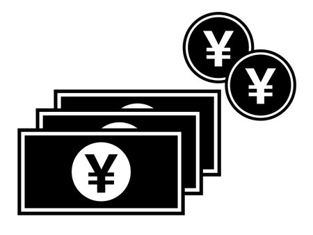 Money icon on white background. Vector illustration. Black and white.のイラスト素材